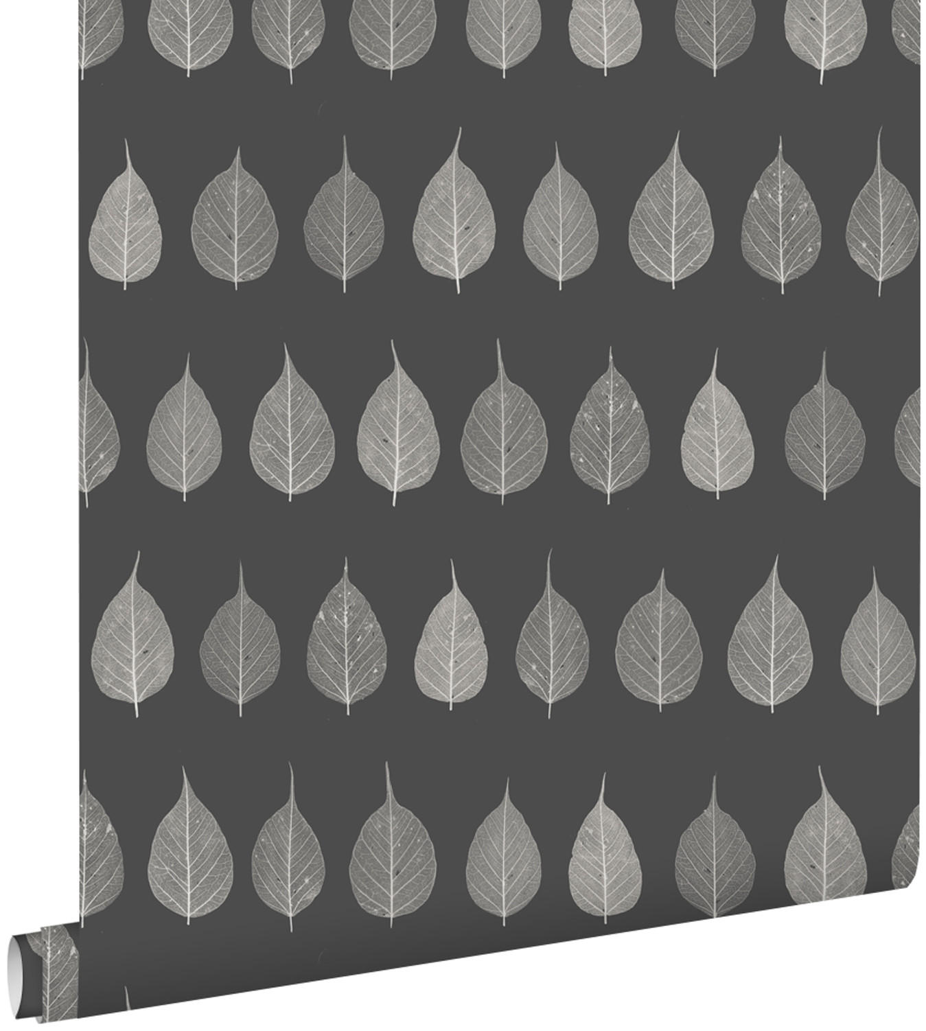 TAPETE Skelettblätter 53 cm x 10.05 m - Schwarz, Papier (53/1000cm) - ESTAhome