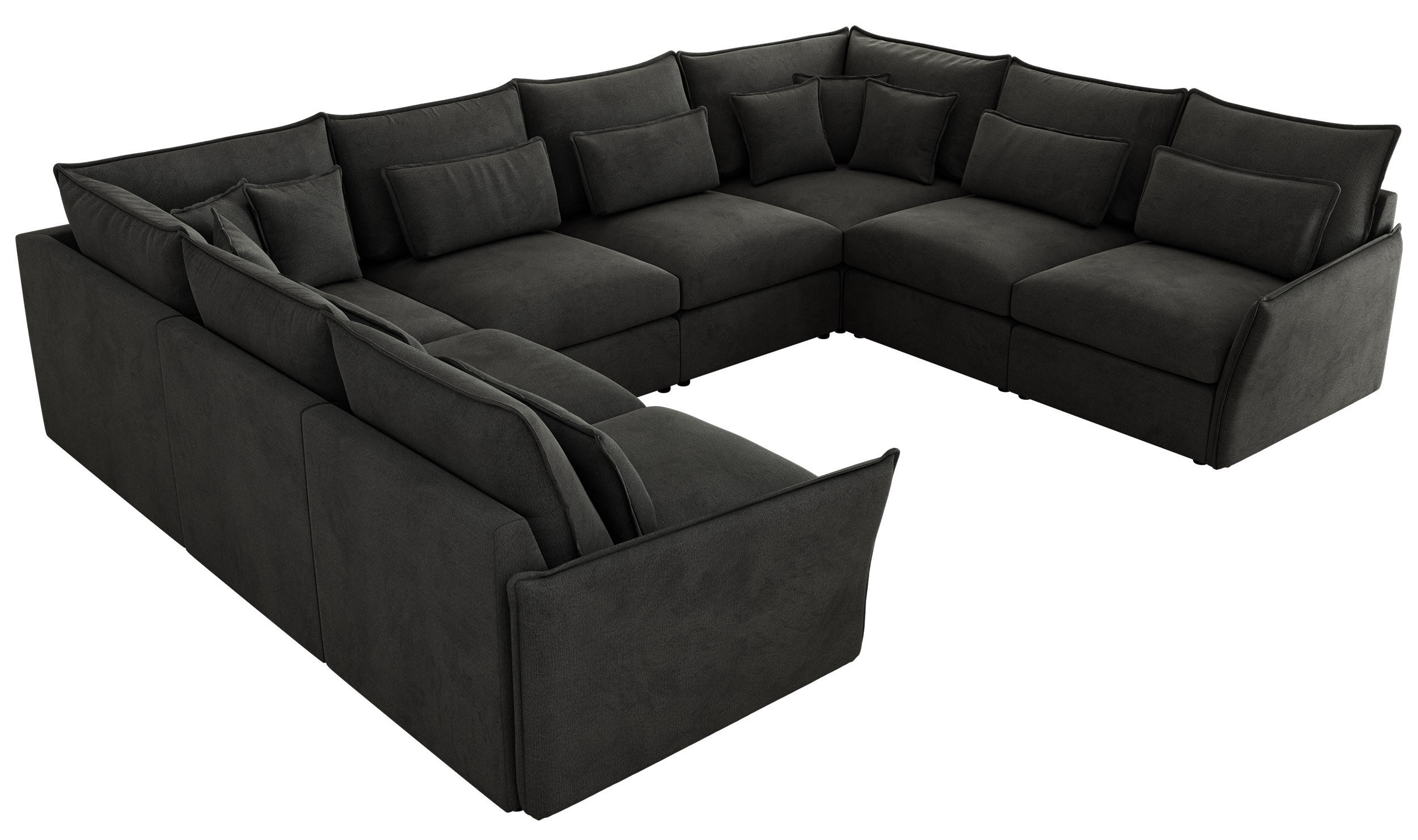 WOHNLANDSCHAFT VERSO U 8M Dunkelgrau Velvet - Dunkelgrau/Schwarz, Kunststoff/Textil (362/93/270cm) - MKS
