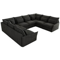 WOHNLANDSCHAFT VERSO U 8M Dunkelgrau Velvet - Dunkelgrau/Schwarz, Kunststoff/Textil (362/93/270cm) - MKS