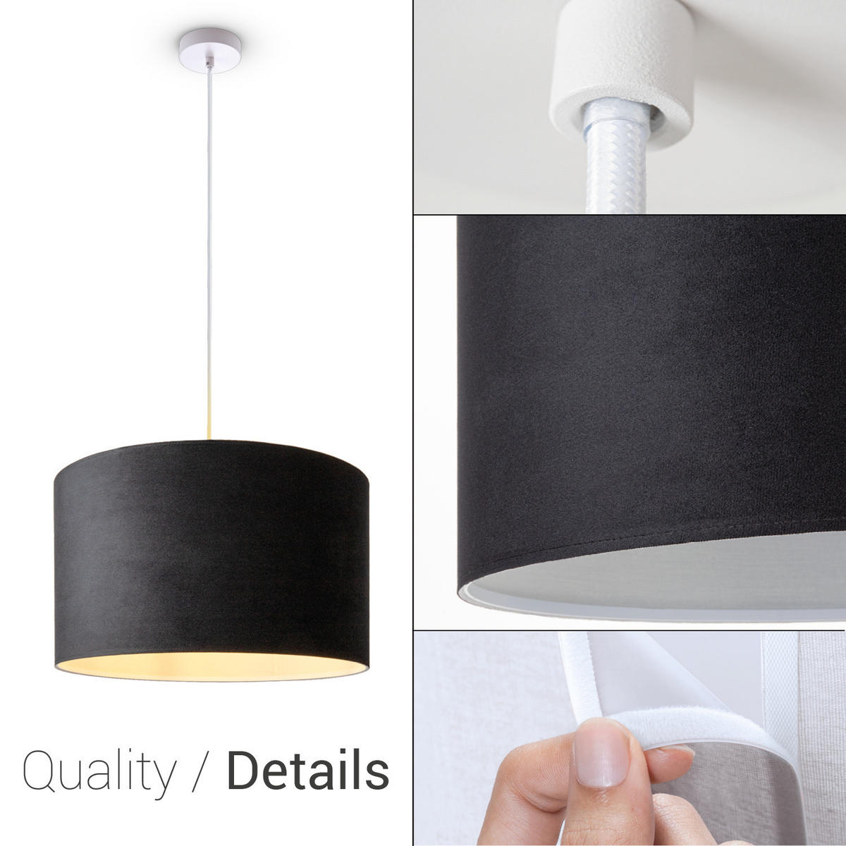 PENDELLEUCHTE Hugo Pd1 - Schwarz/Weiß, Metall (45.5/45.5/28cm) - Paco Home