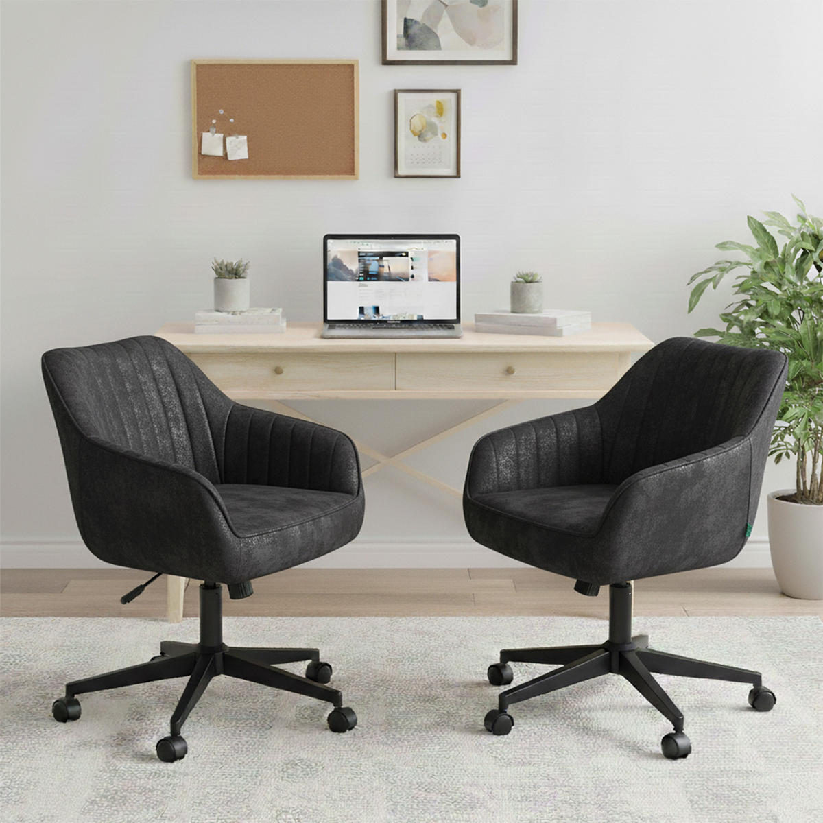 BÜROSTUHL Mika-Elio 2er-Set - Schwarz, Textil/Metall (60/79/61cm) - DUBI Möbel