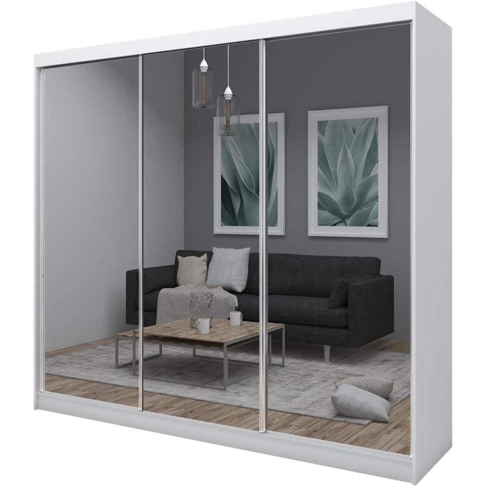 Beautysofa SCHWEBETÜRENSCHRANK Weiß 240cm × 61cm × 216cm