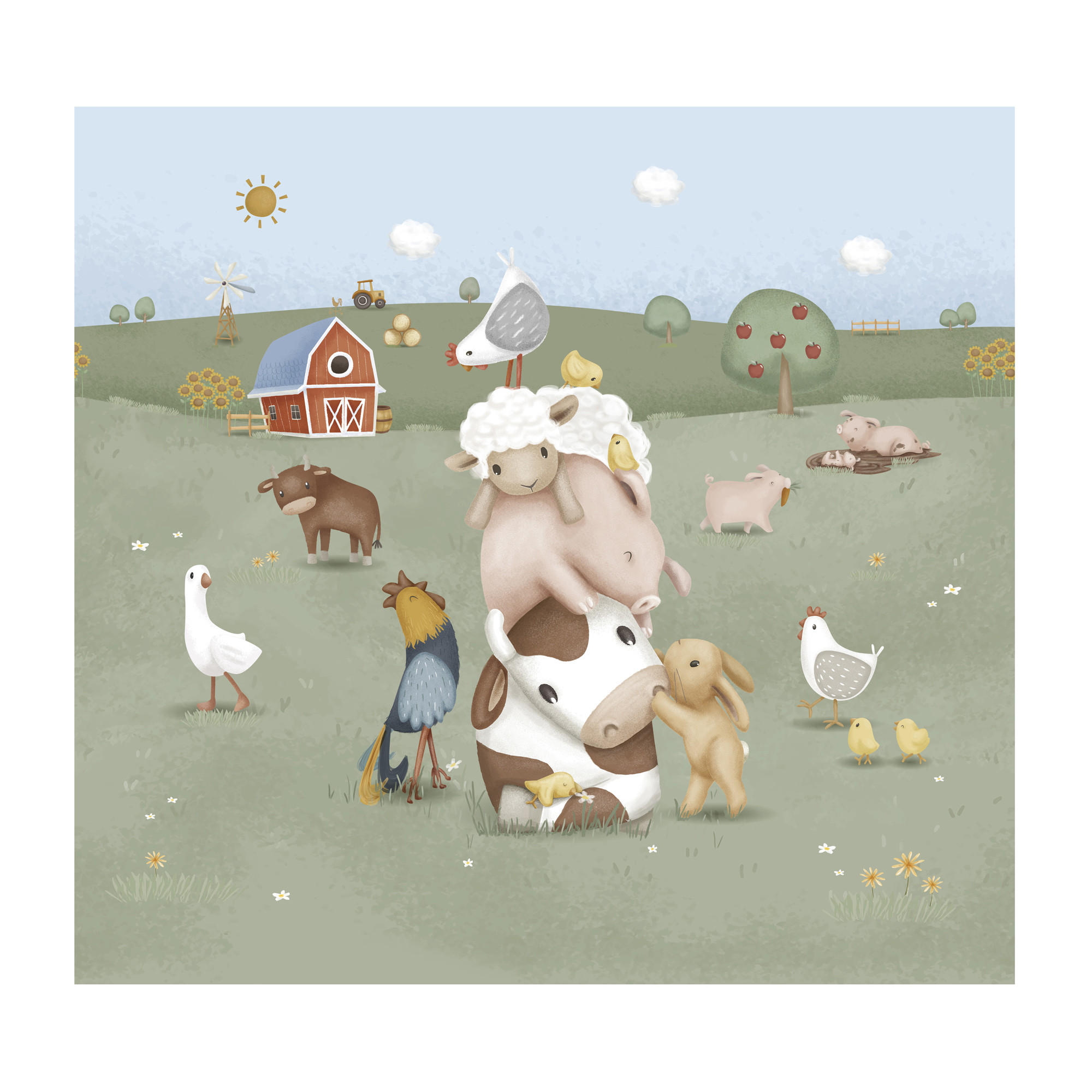 FOTOTAPETE Bauernhof Kleine Farm - Multicolor, Papier/Kunststoff (300/280cm) - Little Dutch