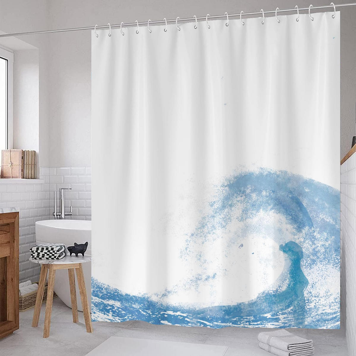 DUSCHVORHANG 3D bedruckt wasserdicht schimmelresistent maschinenwaschbar mit Haken - Multicolor, Textil (180/180cm) - MCBOSON