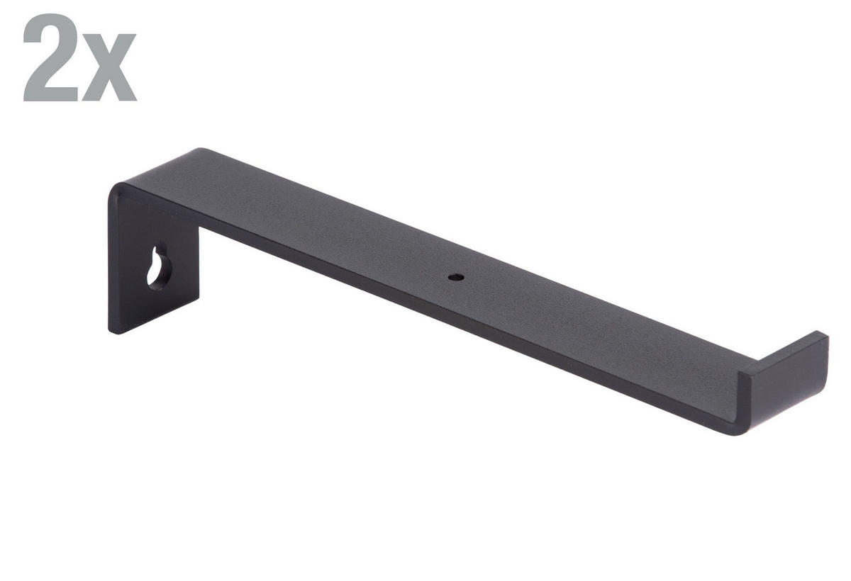 REGALTRÄGER als 2er Set Ben, Stahl in verschiedenen Trendfarben und Größen - Schwarz, Metall (3/6.2/20.9cm) - Alberts