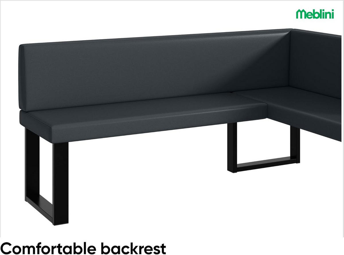 ECKBANK TONI_U - Dunkelgrau, Leder (128/168cm) - Meblini