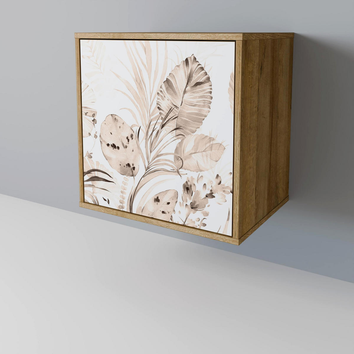 SIDEBOARD WILD TENDERNESS, Eichefarben, 57,5x42x75,5 cm, Goldfarbene Metallfüße - Eichefarben/Goldfarben, Holzwerkstoff/Metall (57.5/75.5/42cm) - SpaceRebels