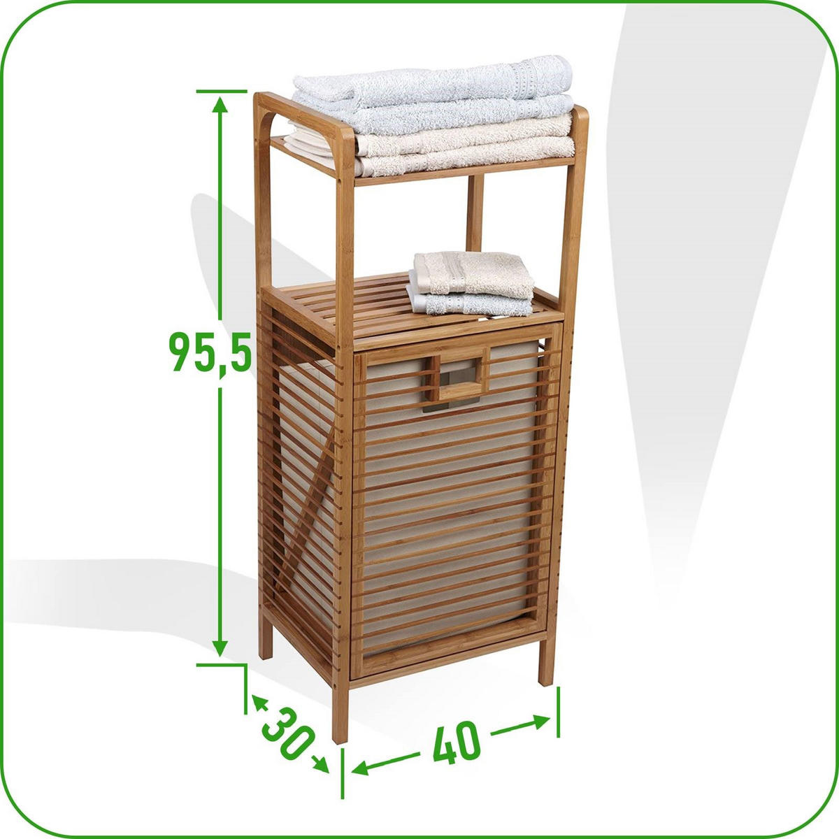 WÄSCHEKORB Bambus Stoff Natur Schrank 95,5x40x30 cm - Naturfarben, Holz (40/95.5/30cm) - Begryf