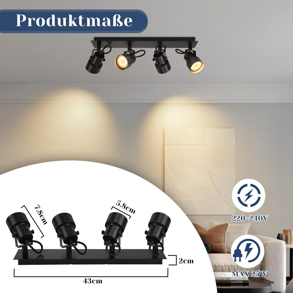 DECKENLEUCHTE Festtagsglanz 43/7/10.5cm - Schwarz, Metall (43/7/10.5cm) - Nettlife