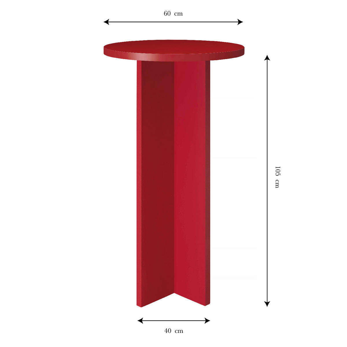 HOCHTISCH rund 60 cm Flammenrot CHINCHIN - Rot, Holzwerkstoff (60/105/60cm) - RNT By Really Nice Things