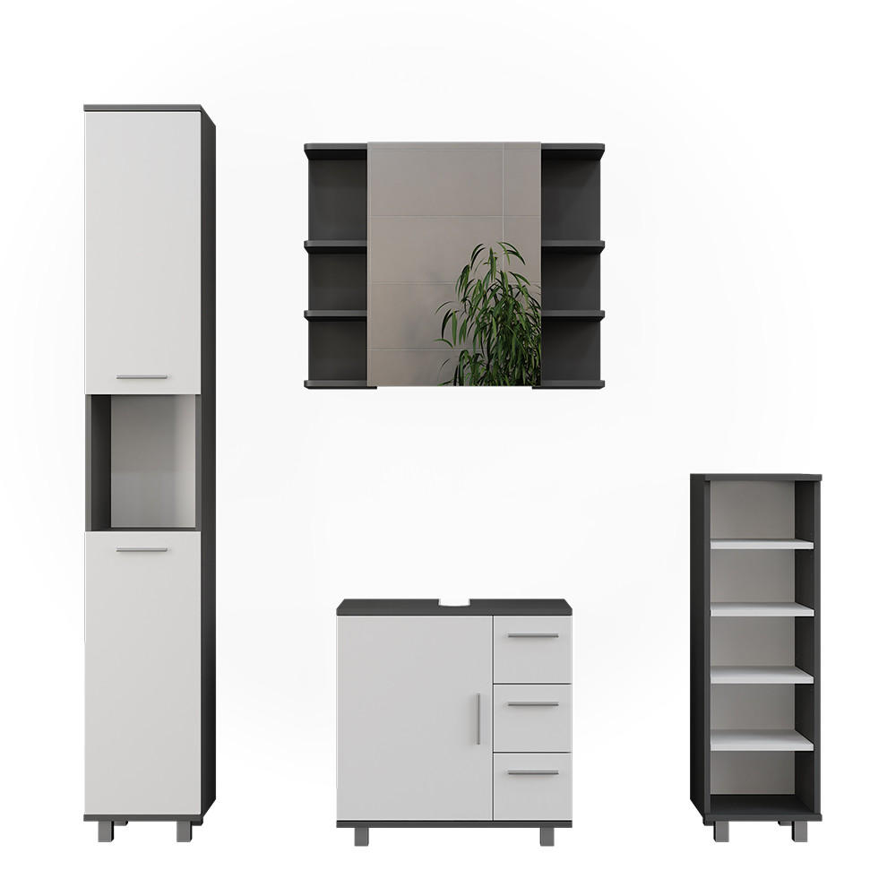 KOUPELNOVÝ NÁBYTEK Ilias Antracitová/bílá - bílá/antracitová, kompozitní dřevo (60.2/60.8/33cm) - Vicco