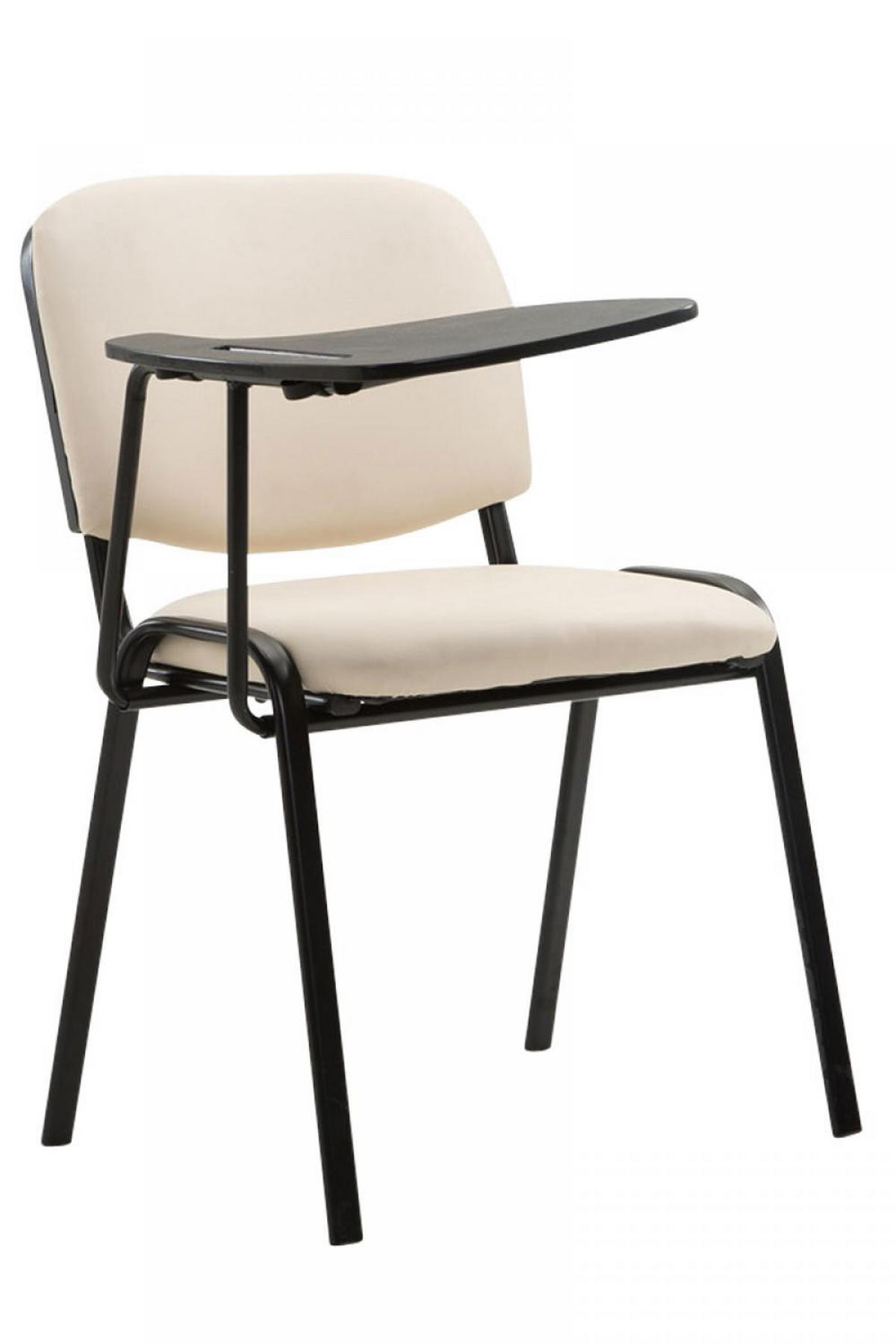 BESUCHERSTUHL Lederlook creme - Creme/Schwarz, Textil/Metall (53/81/71cm) - CLP