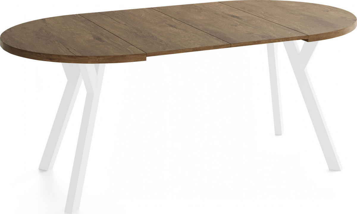 ESSTISCH Vero Weiß rund ausziehbar verlängerbar, Eiche Braun Rustikal 90-190/90/77 cm - Alteiche/Braun, Holz/Holzwerkstoff (90/190/76.5cm) - WFL GROUP
