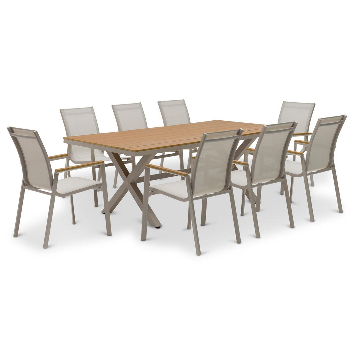 GARTENMÖBEL SET WINDY 9er Set beige, natur, champagne - Beige, Metall - IDIMEX