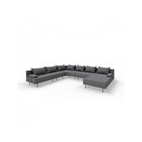 GARTENSOFA BAHAMA XXL Links - Wetterfeste Balkonmöbel & Terrassenmöbel Außen - Moderne Lounge Möbel für Garten - Balkon & Terrasse - Dunkelgrau - Dunkelgrau, Kunststoff (410/75/298cm) - Trada