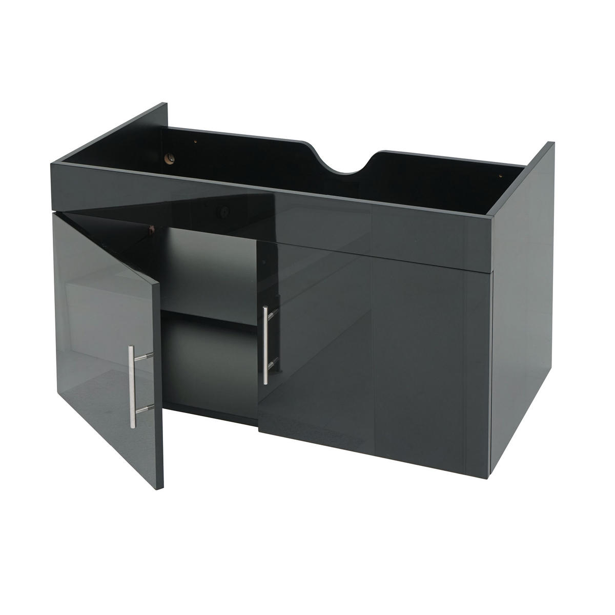 WASCHBECKENUNTERSCHRANK Schwarz - Schwarz, Holz (90/48/46cm) - MCW