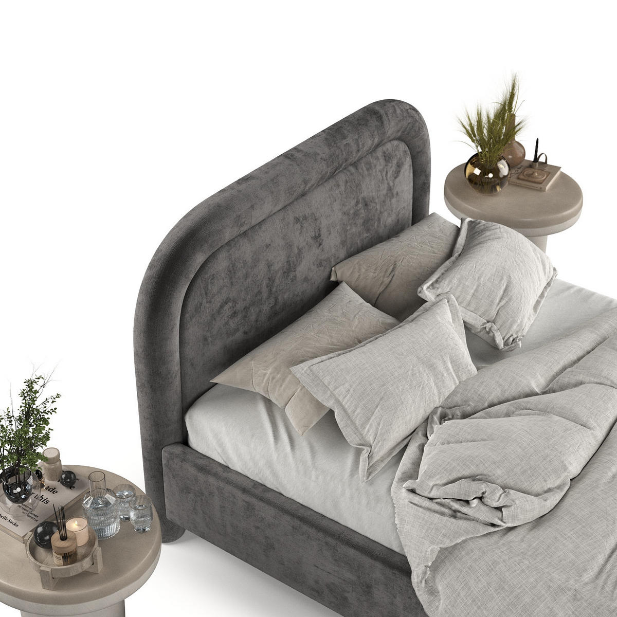 POLSTERBETT Zoya 120/200 cm Anthrazit im Lotta Stoff - Anthrazit/Naturfarben, Holz/Holzwerkstoff (120/200cm) - AltaBeds