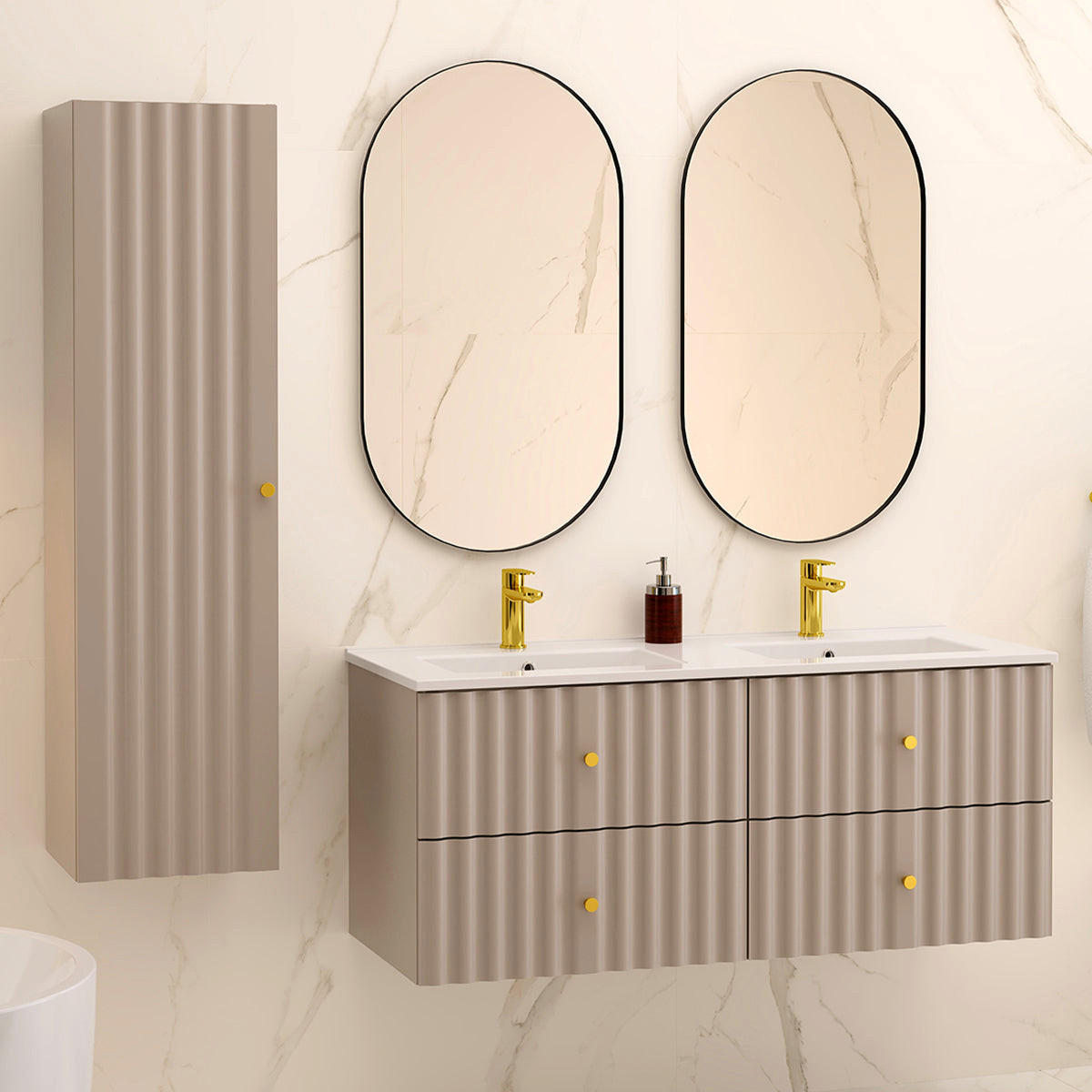 KOUPELNOVÝ NÁBYTEK 120cm Izae 2er-Set Kašmír - kašmírová, kompozitní dřevo (120/50/45.8cm) - Petits-meubles