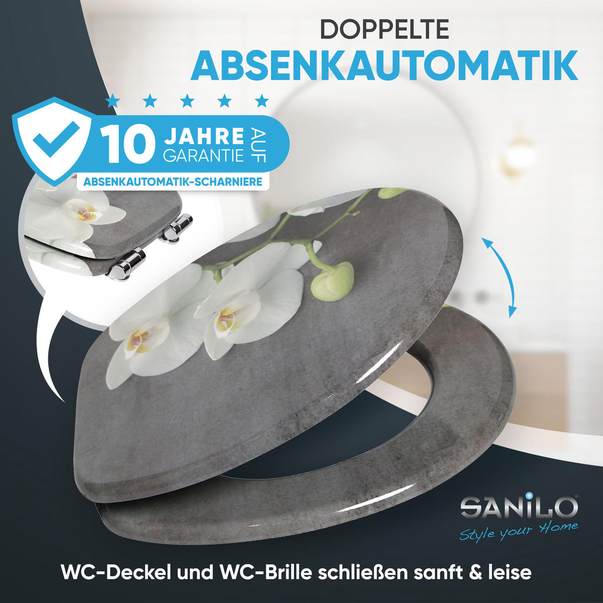 WC-SITZ mit Absenkautomatik Pretty - Grau, Holzwerkstoff (38/6/47cm) - Sanilo