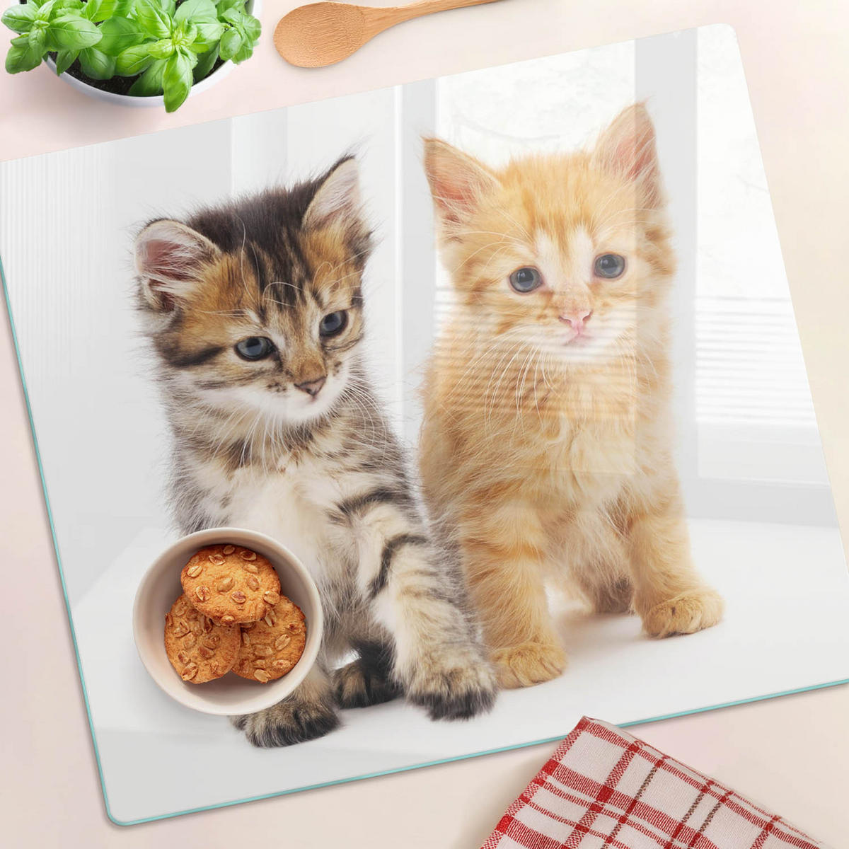 GLASPLATTE 60x52 cm Katze Tier - Cognac, Glas (60/52cm) - TULUP