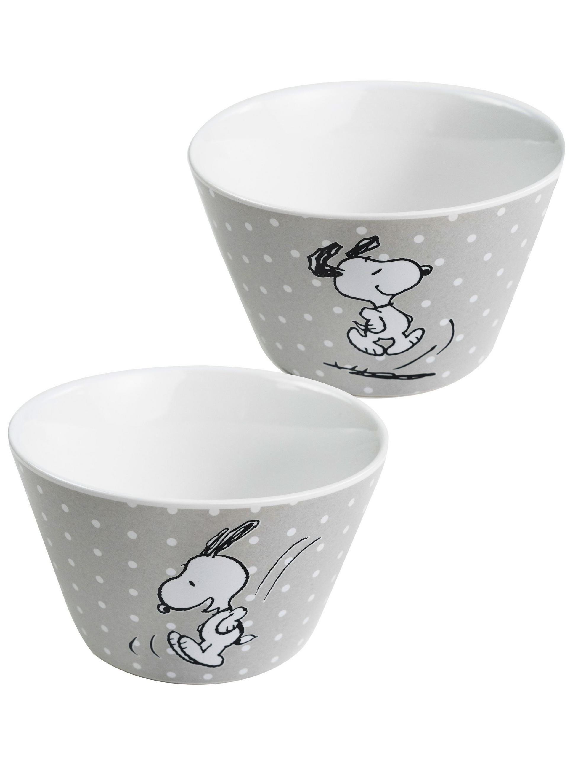 MÜSLISCHALE Snoopy Porzellan Grau mit Punkten 500 ml - Grau, Keramik (14cm) - United Labels