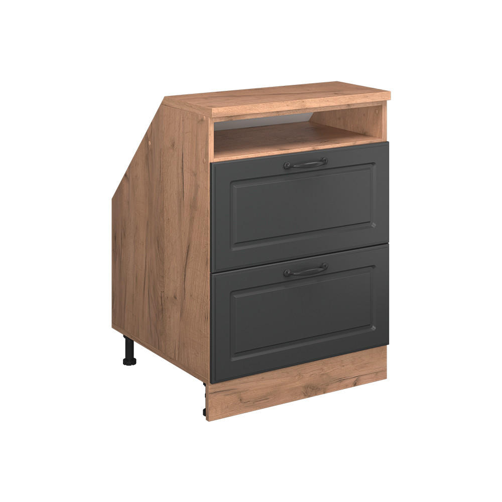 KÖKSSKÅP FÖR SLUTTANDE TAK R-Line Antracit hus på landet 60 cm med 2 lådor, skåpstomme 60 cm djup Antracit, Honungsek 83.8/60/60 cm