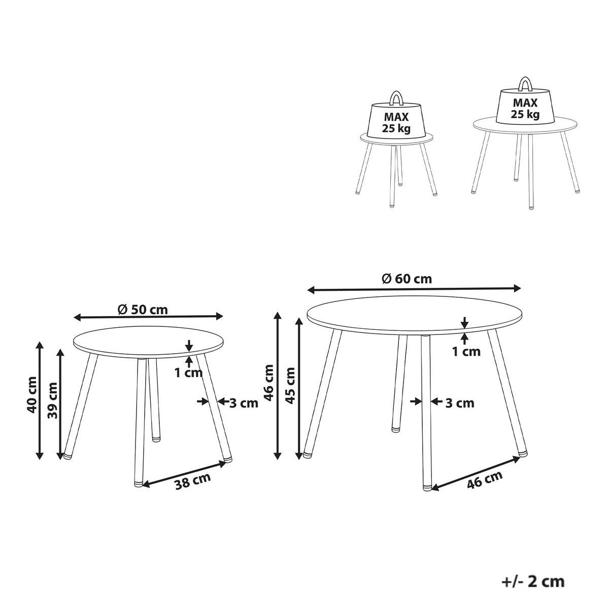 MĂSUȚĂ DE CAFEA DE EXTERIOR set de 2 metal bej - bej, metal (60/60/45cm) - Beliani
