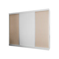 SCHWEBETÜRENSCHRANK Lili 250 cm mit Lamellen 3-türig, weiß, Lamelle wotan - Eiche Wotan/Weiß, Kunststoff (250/215/61cm) - Margaret Hadas24