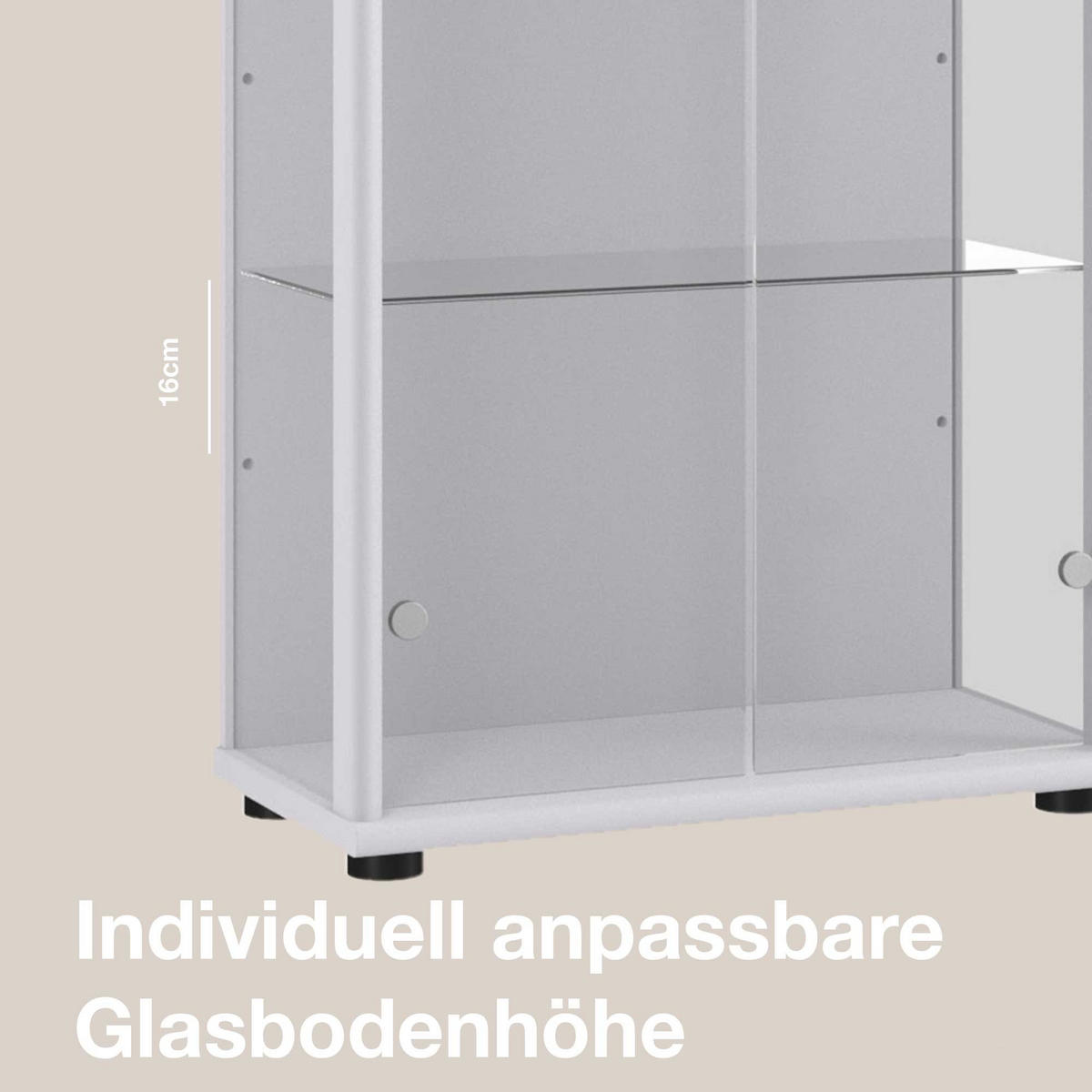 GLASVITRINE 33/67/176 cm mit LED & 4 höhenverstellbaren Glasböden - Transparent/Silberfarben, Glas/Holzwerkstoff (67/176/33cm) - K-Möbel