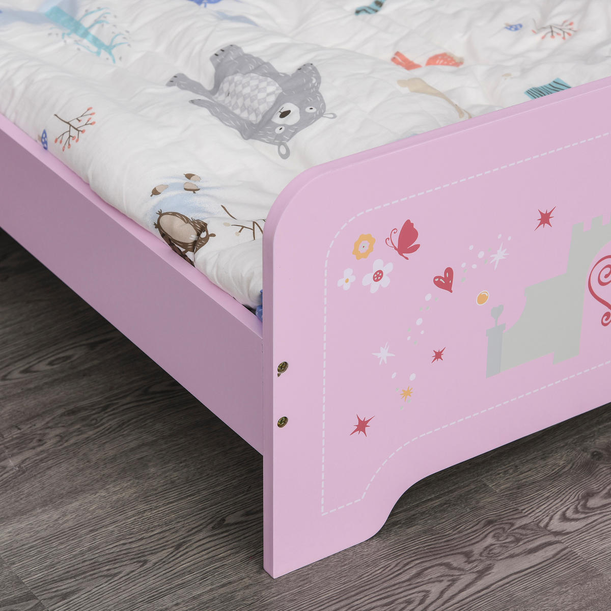 KINDERBETT 140x70 cm DE-14540 mit Schloss-Motiv Rosa - Pink, Holzwerkstoff (70/140cm) - ComfortXL