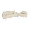 SITZGARNITUR 3+1 Sigurd Beige Chenille - Beige/Braun, Holz/Textil (210/81/93cm) - S-Style Möbel
