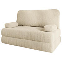 BETTSOFA KESTE aus Schaumstoff Bucle-Stoff Creme Schlaffunktion - Creme, Textil (140/86/60cm) - MASSENO