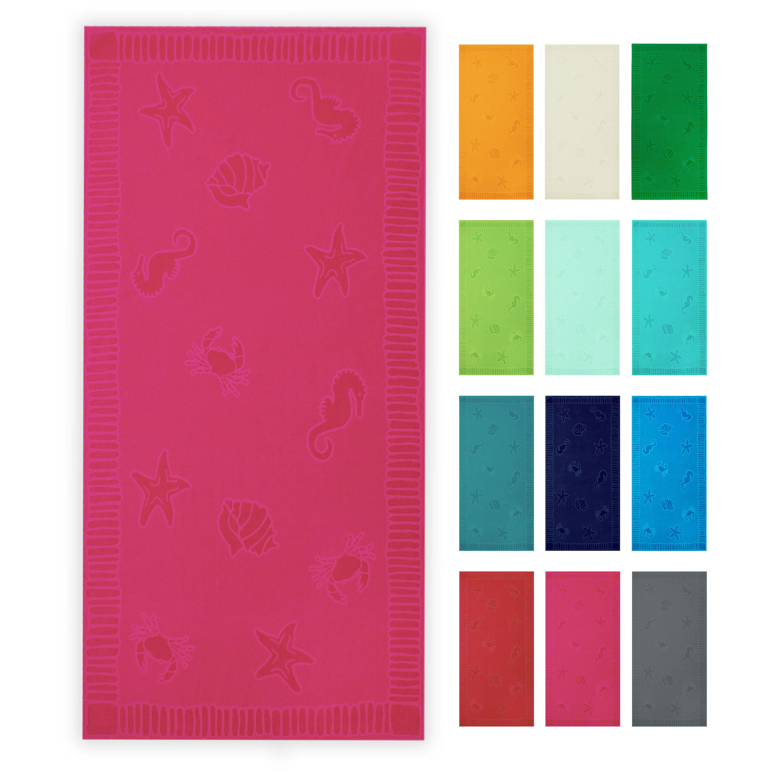 STRANDTUCH, 100x200 cm, 100% Baumwolle, Rot - Pink, Textil (100/200cm) - Zollner