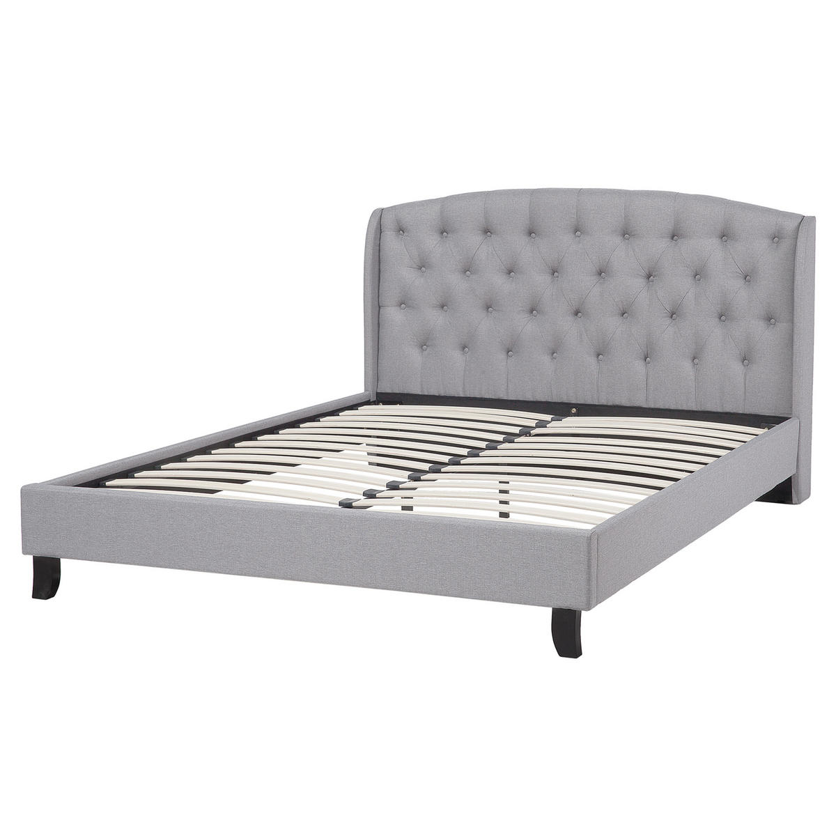 POLSTERBETT 160/200cm Hellgrau Bordeaux - Hellgrau, Textil (160/200cm) - Beliani