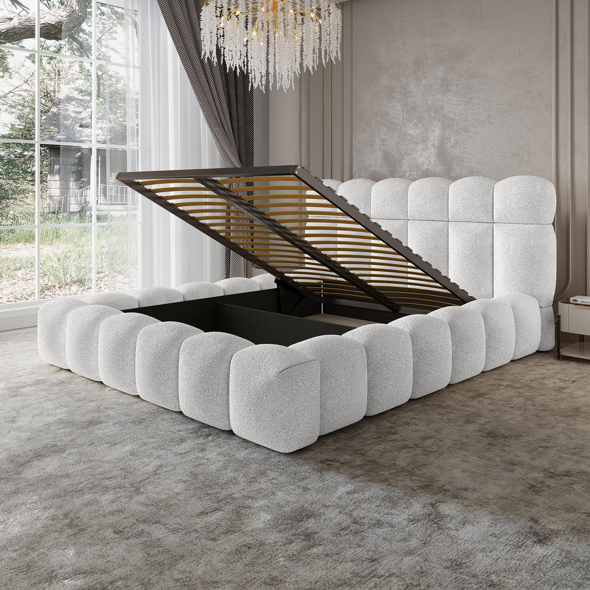 POLSTERBETT ACRI 140x200 cm, Weiß - Weiß, Textil (140/200cm) - Fedve