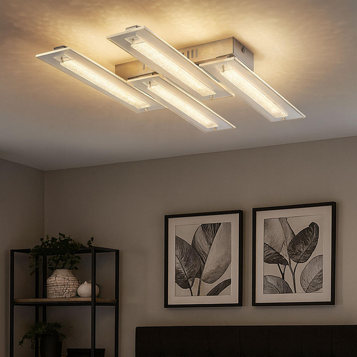 LED DECKENLEUCHTE RARENIUM Silber Kristalloptik - Silberfarben, Glas (58/33.5/8cm) - Globo Lighting