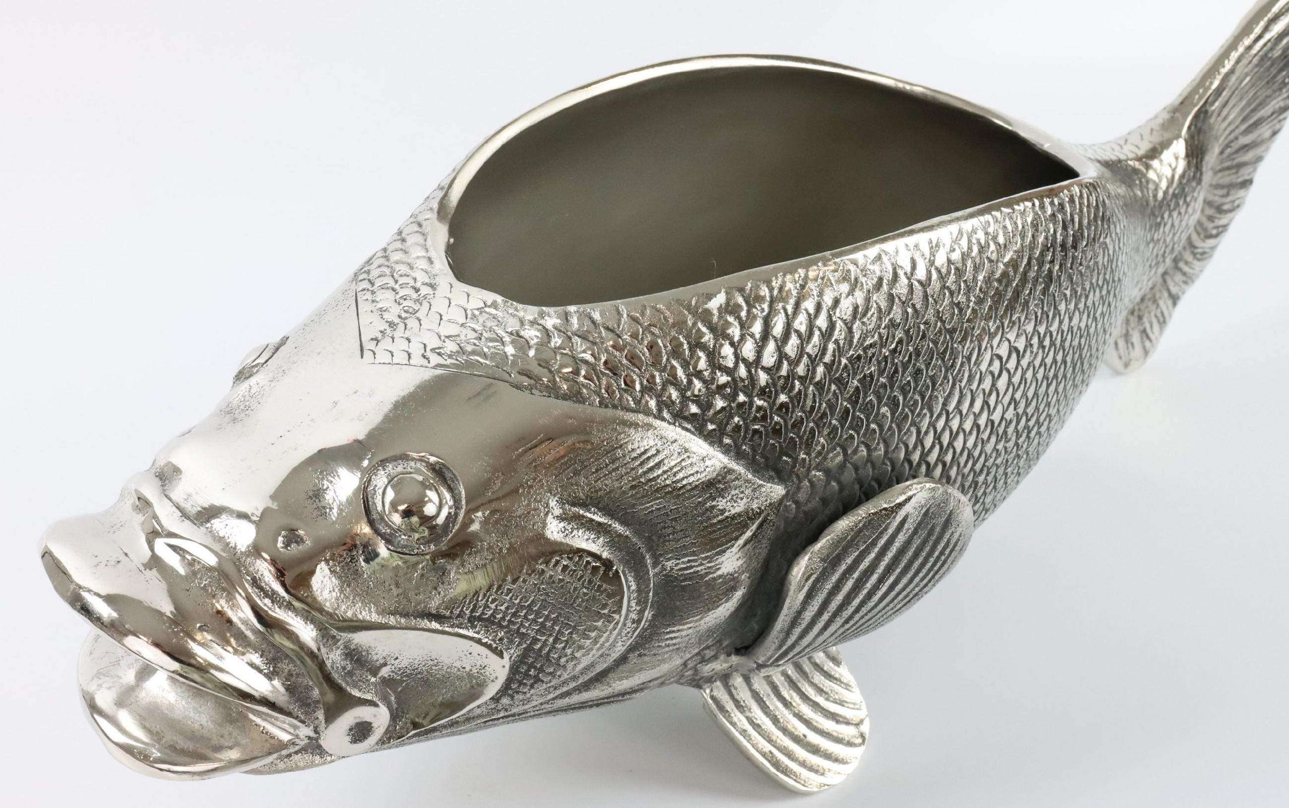 DEKOSCHALE Fisch - Silberfarben, Metall (21cm) - FURNARO