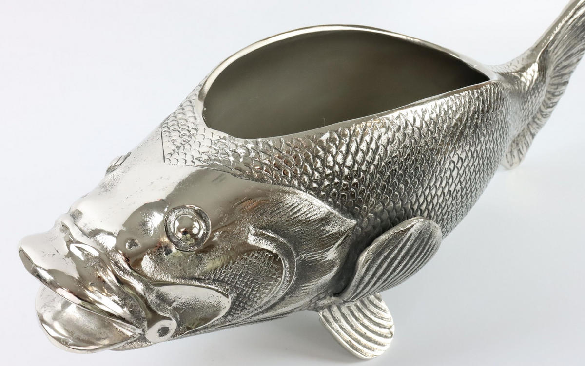 DEKOSCHALE Fisch - Silberfarben, Metall (21cm) - FURNARO