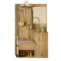 FLURGARDEROBE 115/37/185 cm mit Spiegel, Sitzkissen, Soft-Close und Schirmablage, Natur - Naturfarben, Holzwerkstoff (37/185/115cm) - Redom