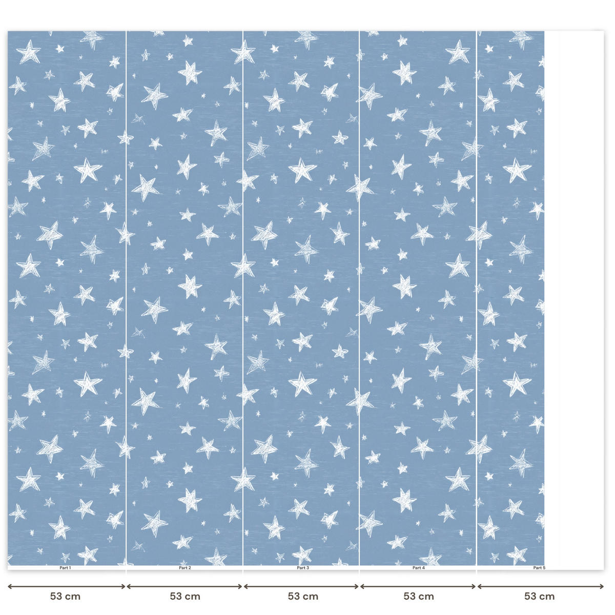 KINDERTAPETE - Sterne - Muster - Blau - 240x260 cm - Hellblau, Papier (240/260cm) - OnlyWow