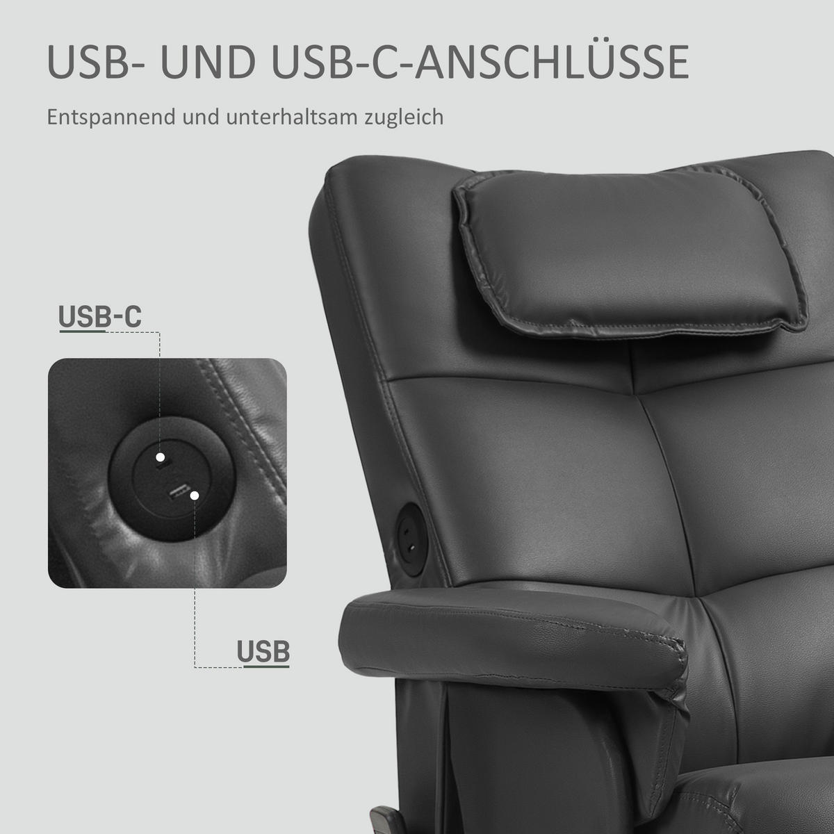 RELAXSESSEL, Kunstleder 78 x 86 x 93cm Schwarz - Schwarz, Leder (78/93/86cm) - HOMCOM