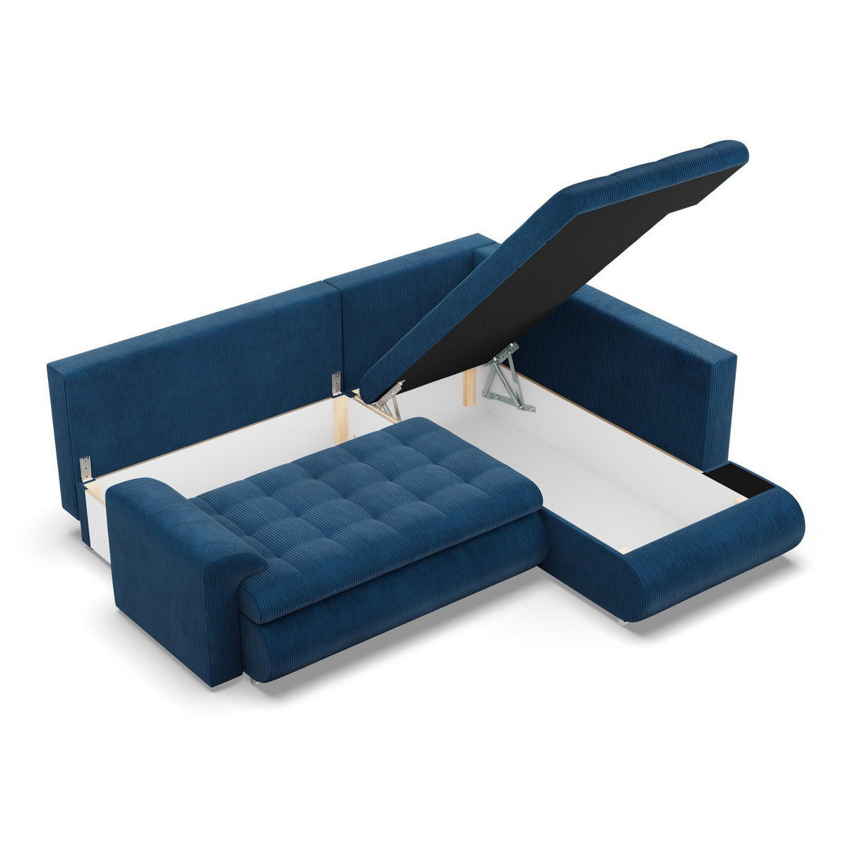 ECKSOFA RECHTS MIT SCHLAFFUNKTION FORESTA, Cord - Dunkelblau - Dunkelblau, Textil (230/200cm) - Mebligo