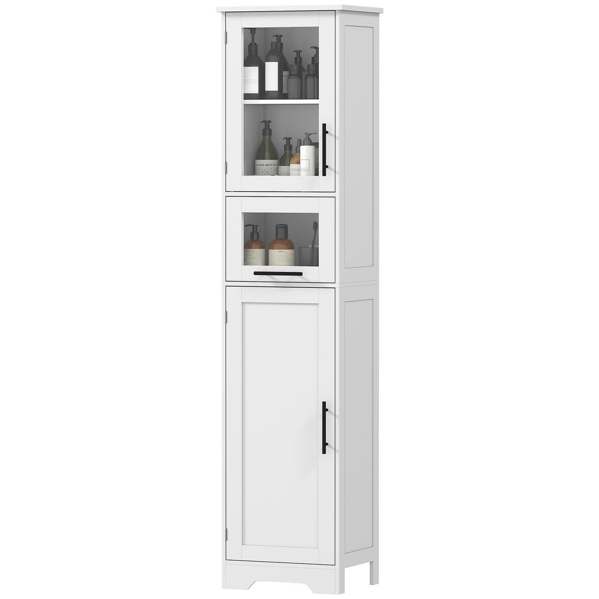 HOCHSCHRANK DE-12515 40/31/170 cm Weiß / Schwarz - Weiß, Holzwerkstoff (31/170/40cm) - ComfortXL