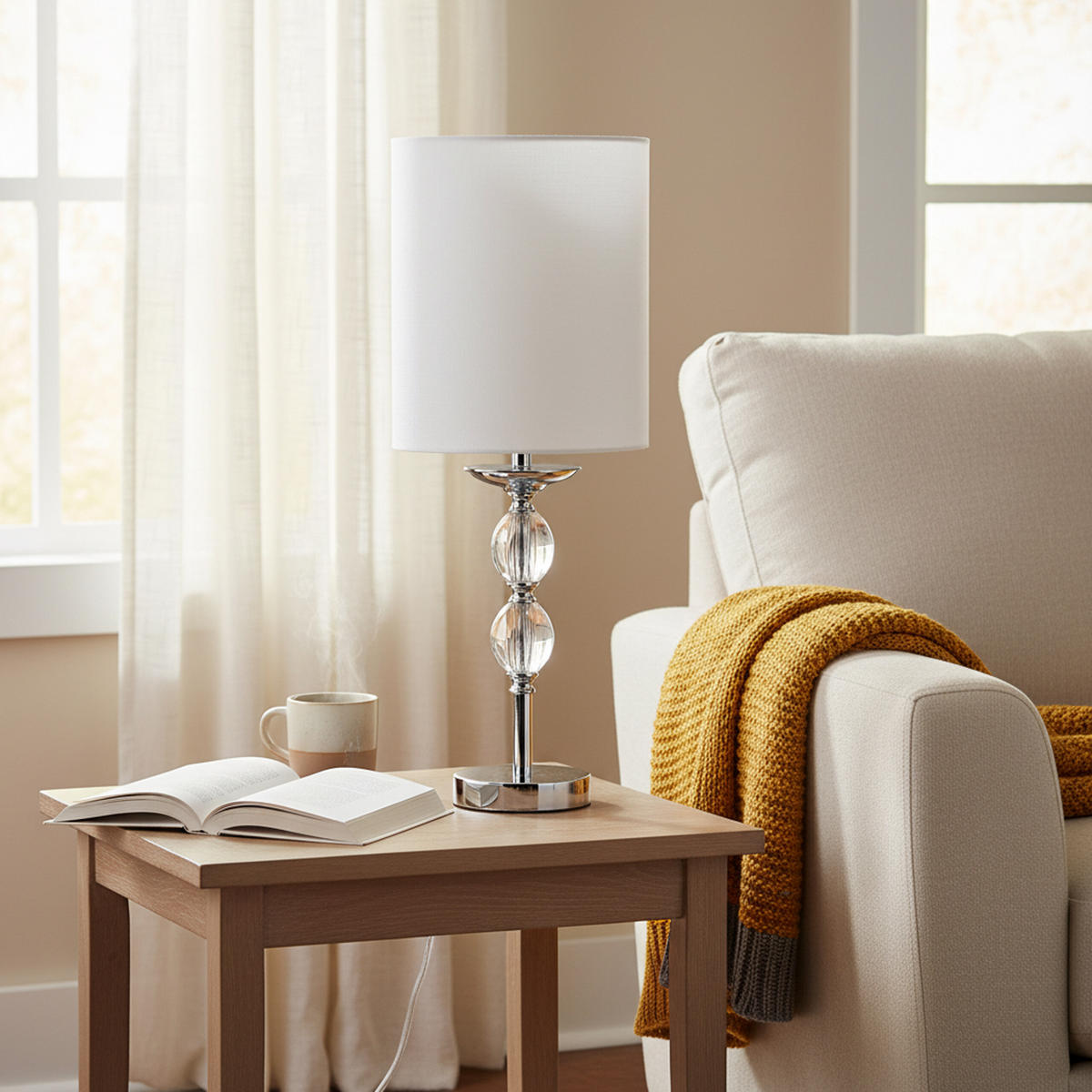 TISCHLAMPE - Multicolor, Glas/Textil (18.5/18.5/50cm) - Relaxdays