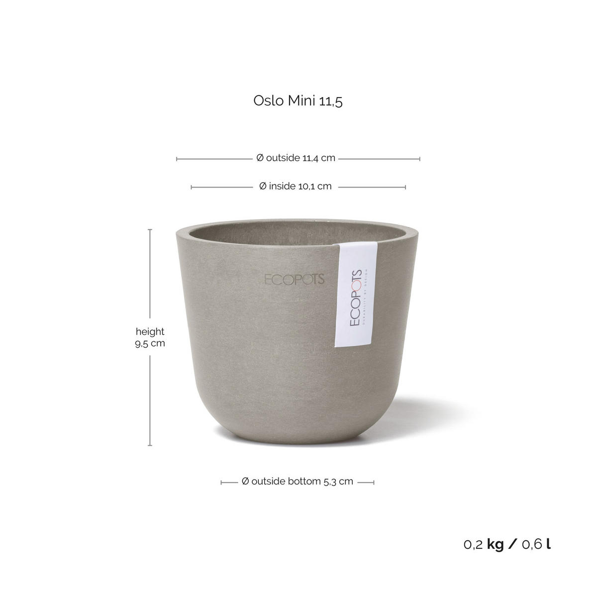 BLUMENTOPF Oslo Mini 11,4/9,5 cm Taupe - Taupe, Kunststoff (11.4/9.5cm) - Ecopots