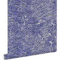 TAPETE 3d Wellenförmige Linien 50 x 900 cm - Blau, Papier (50/900cm) - ESTAhome