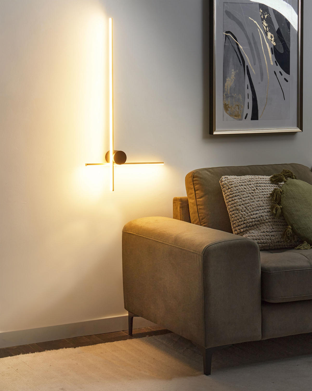 LED WANDLAMPE Gold/Schwarz Nuevo - Goldfarben/Schwarz, Metall (45/90/11cm) - Beliani