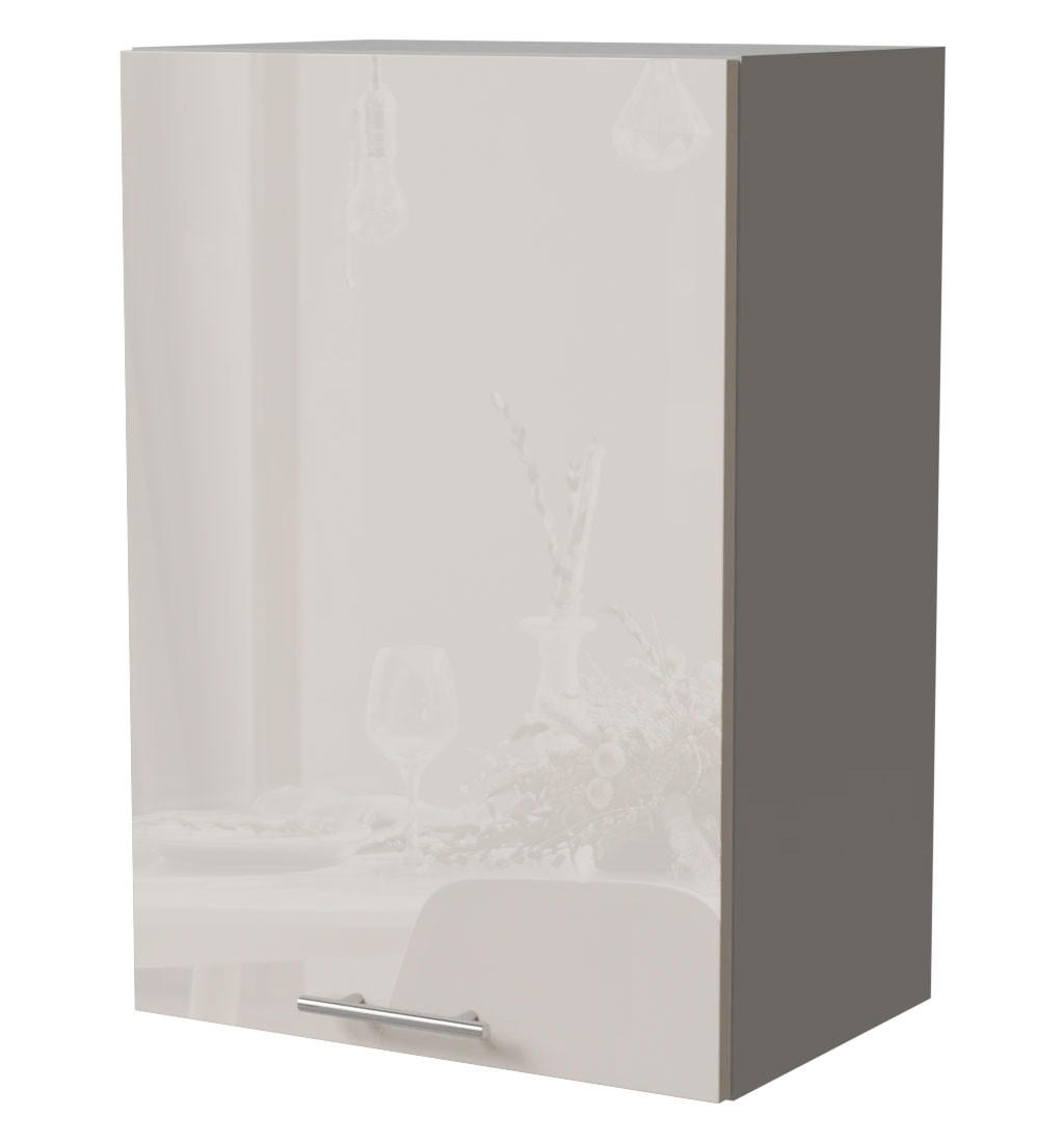 HÄNGESCHRANK Brerra W2/50 Grau / RAL 9001 creme Hochglanz 50 / 32,5 / 72cm - Creme/Grau, Holz/Holzwerkstoff (50/72/32.5cm) - Feldmann-Wohnen