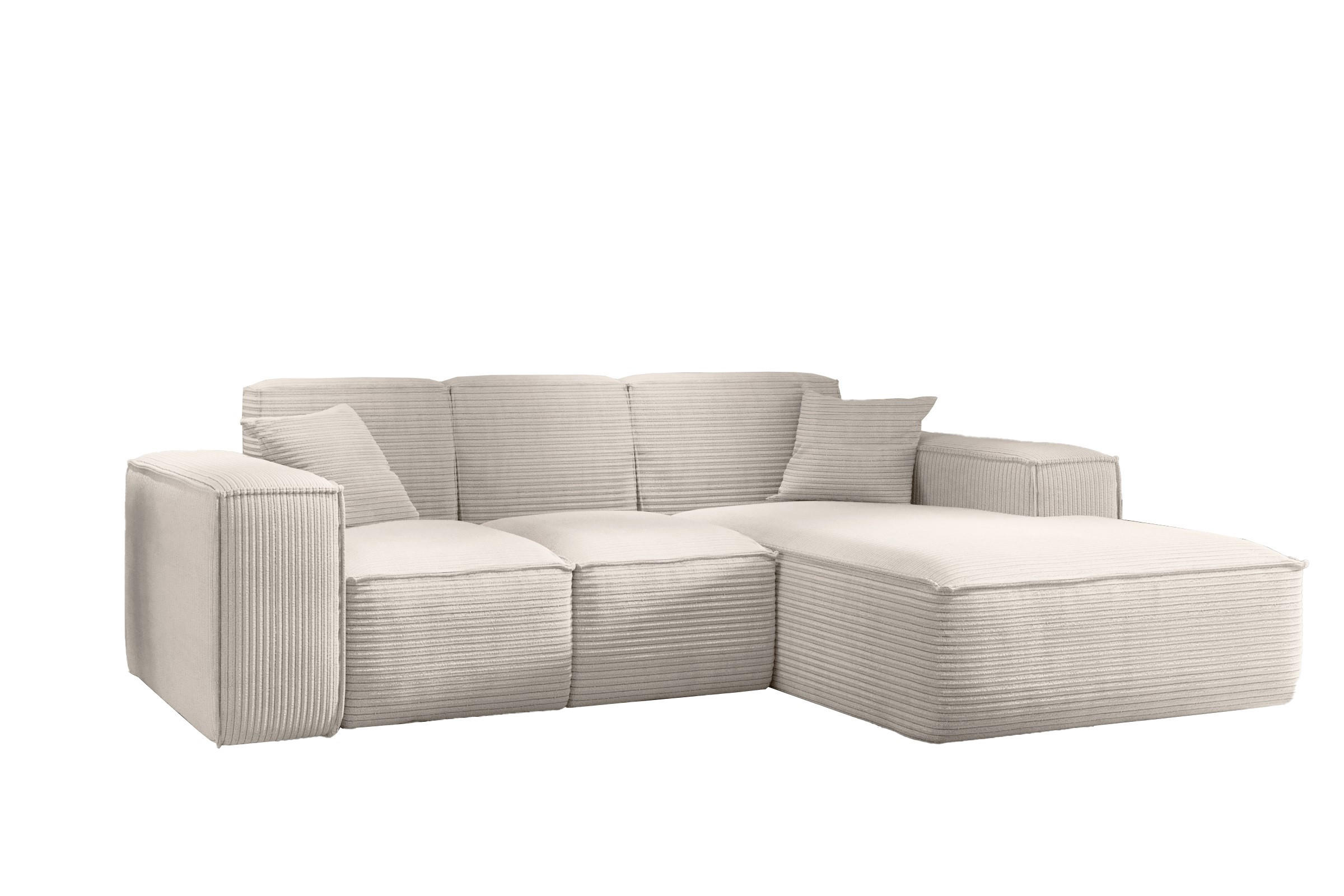 ECKSOFA L-Form Wohnzimmer SIENA Stoff Poso Beige Rechts - Beige, Holz/Textil (266/165cm) - Kaiser Möbel