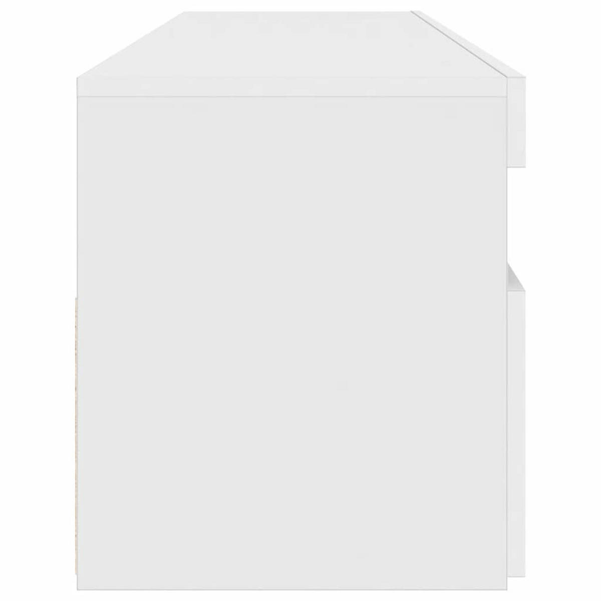 LOWBOARD mit LED und Tür, 90/35/40 cm, aus Holzwerkstoff, in Hochglanz-Weiß - Weiß, Holz (90/40/35cm) - vidaXL